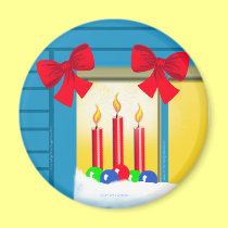 CHRISTMAS CANDLES Round Magnet by gardensofeve CHRISTMAS CANDLES Round Magnet