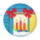 CHRISTMAS CANDLES Round Magnet