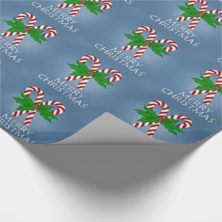 Christmas Candy Cane and Holly Wrapping Paper 4