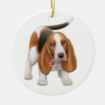 Christmas Candy Cane Basset Hound Ornament