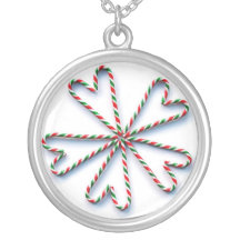 Christmas Candy Cane Heart Flower Necklace