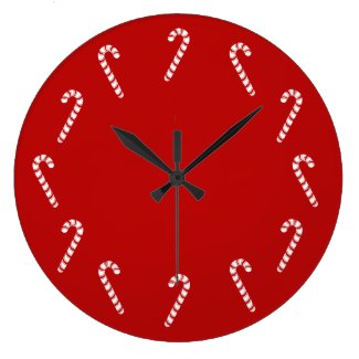 Christmas Candy Canes Wall Clocks