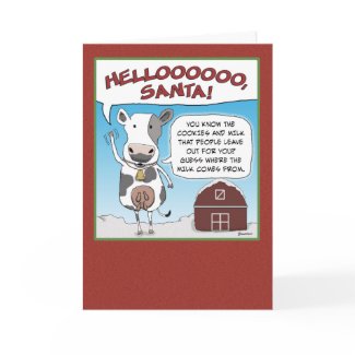 Christmas card: A cow's reminder to Santa card