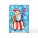 Christmas Card: American Santa Claus with Flag