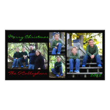 Christmas Card - Black Background Personalized Photo Card