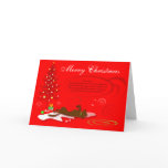 Christmas Card - Chocolate Labrador Dog - Red