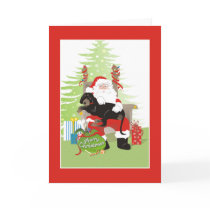 Christmas Card - Coonhound Dog - Black & Brown