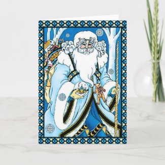 Christmas Card: Father Christmas with Gifts card