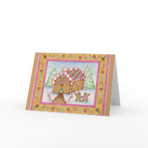 Christmas Card Gingerbread House Pink by suncookiez Christmas Card Gingerbread House Pink