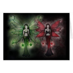 Christmas Card Green and Red Fairies