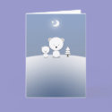 Christmas Card Kawaii Polar Bears Moon Star