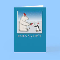Christmas card: Polar bear and penguin by chuckink Christmas card: Polar bear and penguin