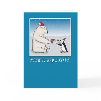 Christmas card: Polar bear and penguin card