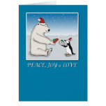 Christmas card: Polar bear and penguin
