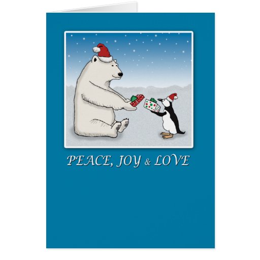 Christmas card: Polar bear and penguin