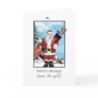 Christmas Card, Santa Playing Golf card