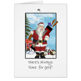 Christmas Card, Santa Playing Golf Greeting Card