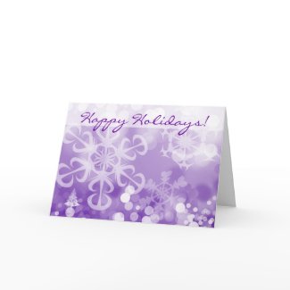 snow lights purple Christmas card