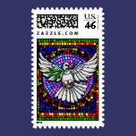 Christmas Card Stained Glass Dove postage stamp