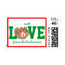 Christmas card stamps -- baseball LOVE