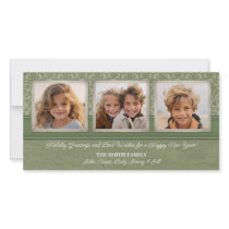 Christmas Card with 3 VERTICAL photos Photo Greeting Card