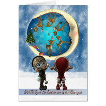 Christmas Card With Naughty Reindeer And Elf's