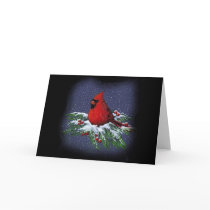 CHRISTMAS CARDINAL: BIRD: ART: SNOW