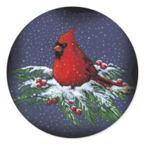 CHRISTMAS CARDINAL: BIRD: ART: SNOW stickers