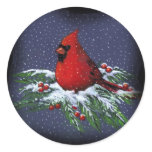 CHRISTMAS CARDINAL: BIRD: ART: SNOW stickers