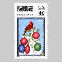 Christmas Cardinal Stamp by ArtmakersWorlds Christmas Cardinal Stamp