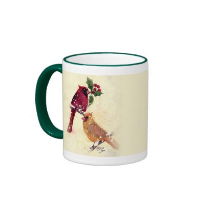 Christmas Cardinals Mug by BlueMoonAtelier
