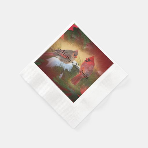 Christmas cardinals napkin Zazzle