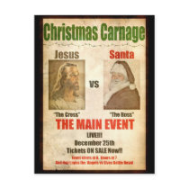 Christmas Carnage Jesus vs Santa postcard by TheRab Christmas Carnage Jesus vs Santa postcard
