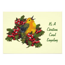 Christmas Carol Singalong: Bird, Holly, Berries Personalized Invitation