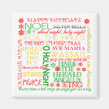 Christmas Carol Titles on Tshirts, Apparel, Gifts Refrigerator Magnets