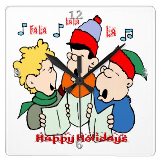 Christmas Carolers Square Wall Clock
