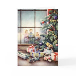 Christmas Carollers in Window Greeting Card