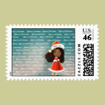 Christmas cartoon black girl stamp stamps