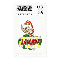 Christmas Cartoon Elf Laughter Postage Stamp