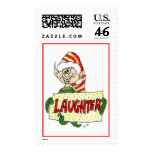 Christmas Cartoon Elf Laughter Postage Stamp