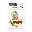 Christmas Cartoon Elf Laughter Postage Stamp