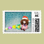 Christmas cartoon girl stamp stamps