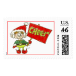 Christmas Cartoon Holiday Elf Postage Cheer Stamp