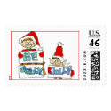 Christmas Cartoon Holiday Elf Postage Stamp