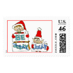 Christmas Cartoon Holiday Elf Postage Stamp
