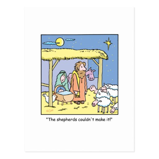 Christmas Cartoon Jesus Stable Scene Post Card