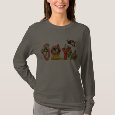 Christmas Cartoon Kitten Cats JOY Apparel Shirt