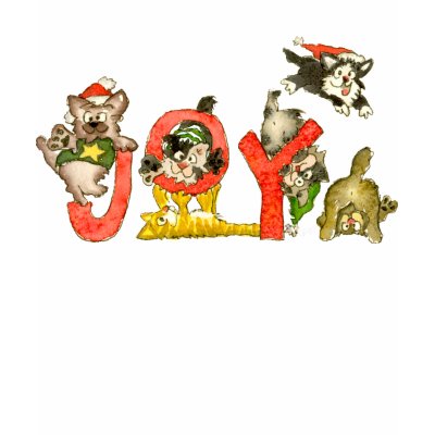 Christmas Cartoon Kitten Cats JOY Apparel Shirt by zooogle