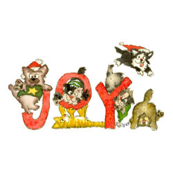 Christmas Cartoon Kitten Cats JOY CARD card
