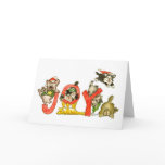 Christmas Cartoon Kitten Cats JOY CARD cards